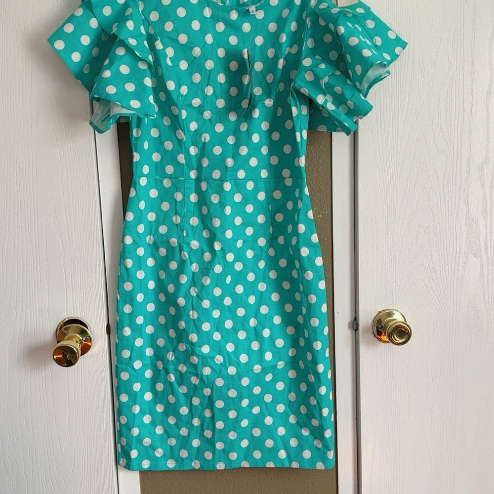 Sisjuly NWT Polka Dot Retro Dress – Size L – Ruffle Sleeves Vintage Style